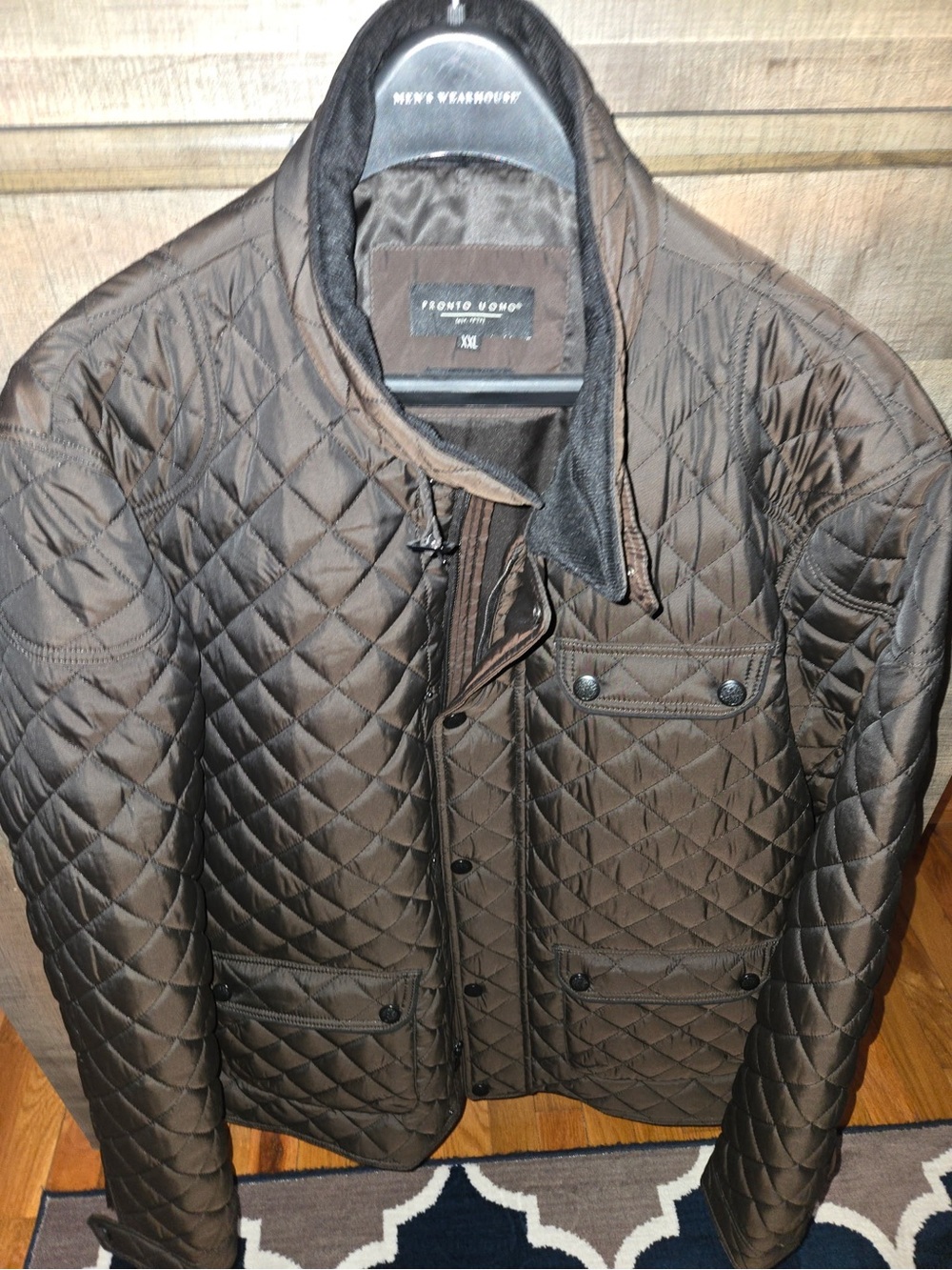 Pronto Uomo Quilted Brown Lightweight Shirt Jacket